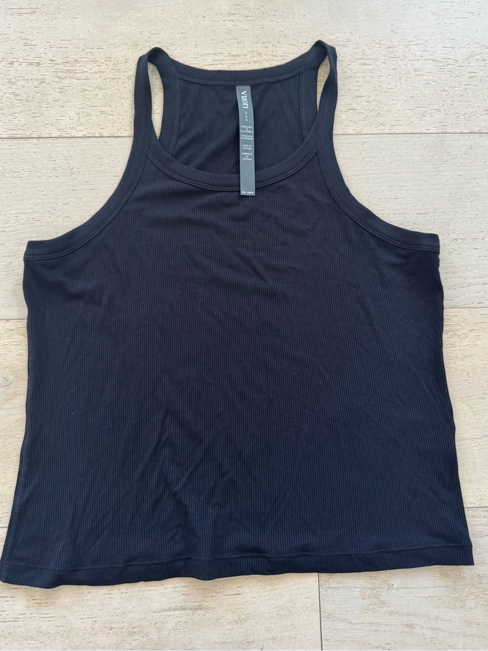 Vuori Black Ribbed Racerback Tank Top Size L